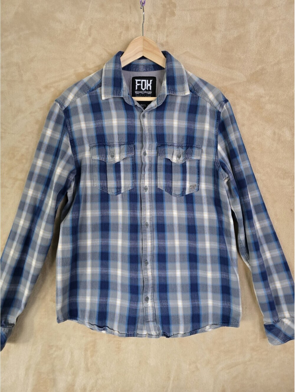 Fox Racing Flannel Shirt Women's Size Large Plaid Long Sleeve Button Up